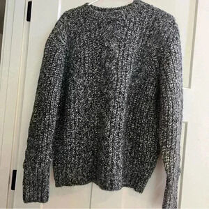 TOPSHOP Women’s Size Small Crop Cable Sweater Mock Gray white Black NWT